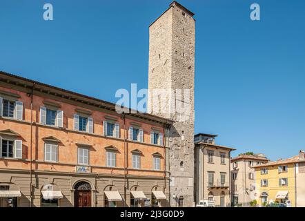 Torre Civica nel centro storico di Città di Castello, Umbria, Italia Foto Stock