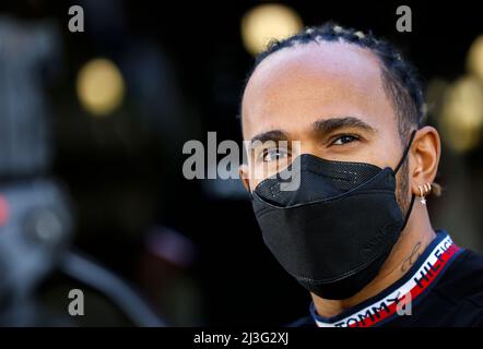 Melbourne, Australie. 08th Apr 2022. HAMILTON Lewis (gbr), Mercedes AMG F1 Team W13, ritratto durante la Formula 1 Heineken Australian Grand Prix 2022, 3rd round del Campionato Mondiale di Formula uno FIA 2022, sul circuito di Albert Park, dal 8 al 10 aprile 2022 a Melbourne, Australia - Photo DPPI Credit: DPPI Media/Alamy Live News Foto Stock