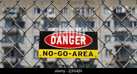 Cartello No Go Area, ghettoizzazione, problem District Foto Stock