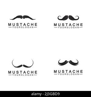 Modello di design con logo a icone baffi vettoriali Illustrazione Vettoriale