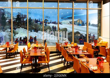 Dubai. EMIRATI ARABI UNITI. Sciare Dubai. St. Moritz Café Foto Stock