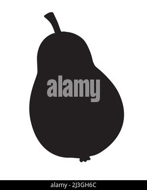 Silhouette vettoriale piatta nera in pera isolata su sfondo bianco Illustrazione Vettoriale