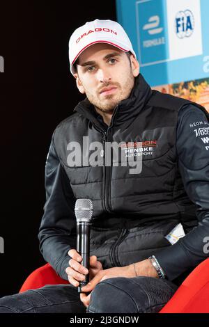 Roma, Italia. 08th Apr 2022. Antonio Giovinazzi (DRAGON/PENSKE AUTOSPORT) partecipa alla conferenza stampa dell'e-Prix di Roma 2022 nell'ambito della stagione mondiale ABB FIA Formula e 8 a Roma. Credit: SOPA Images Limited/Alamy Live News Foto Stock