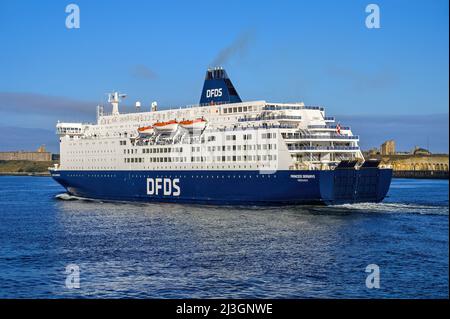 Princess Seaways è un traghetto gestito dalla DFDS sulla rotta Newcastle (North Shields) - Amsterdam (Ijmuiden) - Settembre 2021. Foto Stock