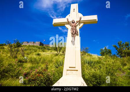 America, Caraibi, piccole Antille, Antille francesi Occidentali, Saint-Martin, Marigot, Fort Louis Foto Stock