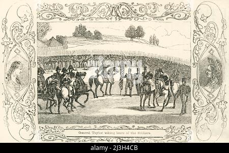 "Il generale Taylor si congedi dai soldati", 1849. Scena dalla guerra messicano-americana - Zachary Taylor. Da "Storia pittorica del Messico e la guerra messicana", di John Frost, LL.D.. [Thomas, Cowperthwait and Co., Philadelphia, 1849] Foto Stock