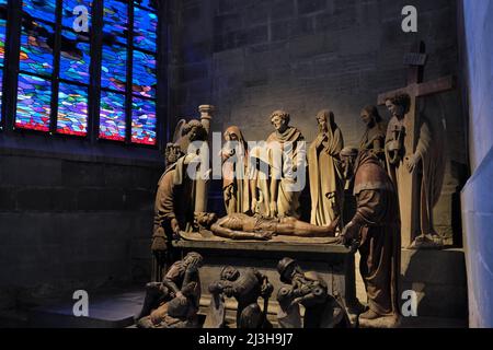 Svizzera, Cantone di Friburgo, Friburgo, Cattedrale di San Nicola, Cappella di San Sepulcre, Entombment datato 15th secolo Foto Stock