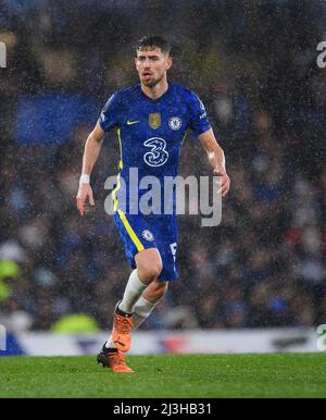 06 Aprile 2022 - Chelsea v Real Madrid - UEFA Champions League - Quarter Final - First leg - Stamford Bridge Jorginho durante la partita contro Real Madrid Picture Credit : © Mark Pain / Alamy Live News Foto Stock