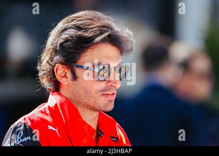 Melbourne, Victoria, Australia. 8th Apr 2022. MELBOURNE, AUSTRALIA - APRILE 8: Carlos Sainz è stato intervistato al Gran Premio di Formula 1 australiano del 2022 il 8th Aprile 2022 (Credit Image: © Chris Putnam/ZUMA Press Wire) Foto Stock