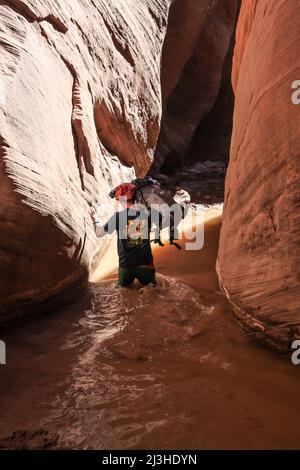 Buckskin Gulch, un canyon slot con drenaggio intermittente in Arizona Foto Stock