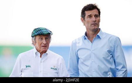 Melbourne, Australia. 08th Apr 2022. Jackie Stewart e Mark Webber durante il Gran Premio di Formula uno australiano al circuito Albert Park Grand Prix su 8. Aprile, 2022. Credit: Corleve/Alamy Live News Foto Stock