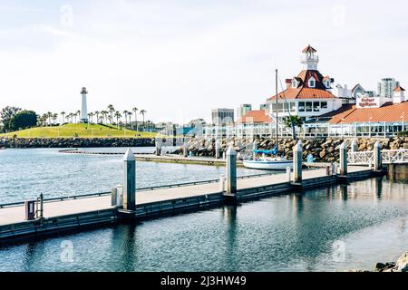 Shoreline Village a Rainbow Harbor a Long Beach, California. USA. Foto Stock