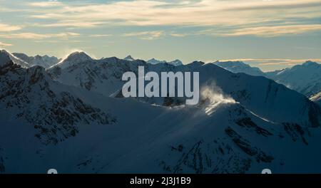 Giornata invernale fredda nelle Alpi Lechtal, Tirolo, Austria, Europa Foto Stock