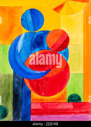 Acquerello di Heidrun Füssenhäuser, lui e lei, coppia Foto Stock