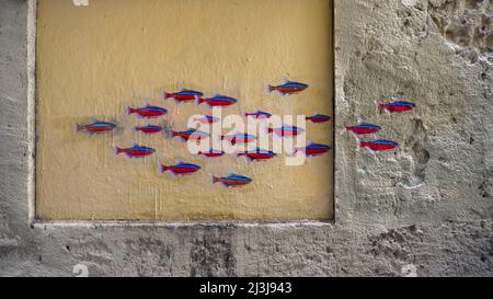 Graffiti nel centro storico di Montpellier. Foto Stock