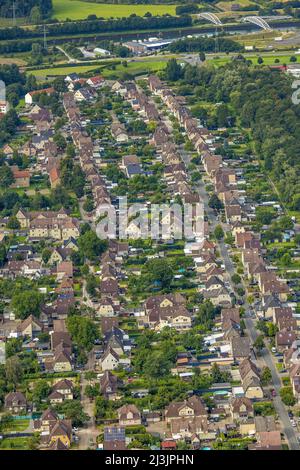 Vista aerea, miniera di carbone Isenbecker Hof con am Bremsberg, Juffernbuschstraße e Seelhofstraße nel distretto di Herringen in Hamm, Ruh Foto Stock