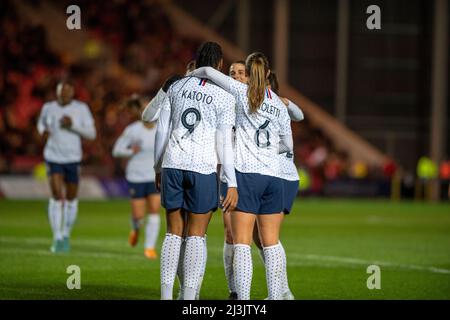 Llanelli, Regno Unito. 08th Apr 2022. Wales v France, FIFA Women’s World Cup Qualifier, Parc Y Scarlets, Llanelli, UK, 8/4/22: PIC di Andrew Dowling Photography/Alamy Live news Credit: Andrew Dowling/Alamy Live News Foto Stock