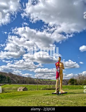 Yorkshire Sculpture Park con opere d'arte di Henry moore e damian Hurst Foto Stock