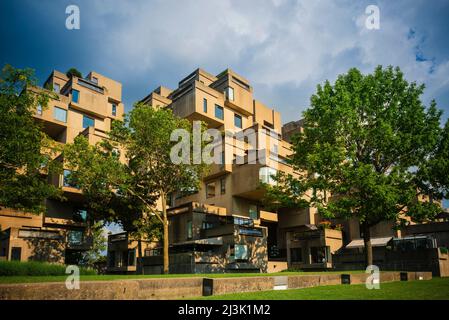 Housing Complex of Habitat 67 a Montreal, un complesso residenziale unico e geometrico; Montreal, Quebec, Canada Foto Stock