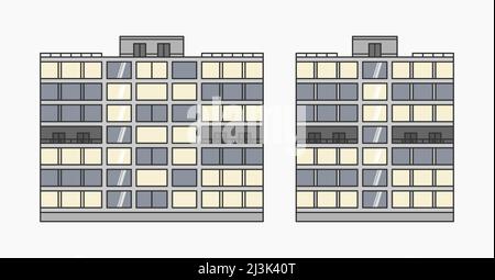 moderno edificio di appartamenti con facciata vettoriale a illustrazione piatta Illustrazione Vettoriale