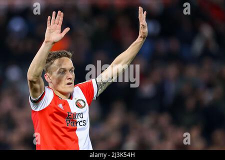 ROTTERDAM, PAESI BASSI - APRILE 7: Jens Toornstra di Feyenoord durante la Quarter Finals UEFA Europa League partita tra Feyenoord e Slavia Praga allo Stadion Feijenoord De Kuip il 7 Aprile 2022 a Rotterdam, Paesi Bassi (Foto di Herman Dingler/Orange Pictures) Foto Stock