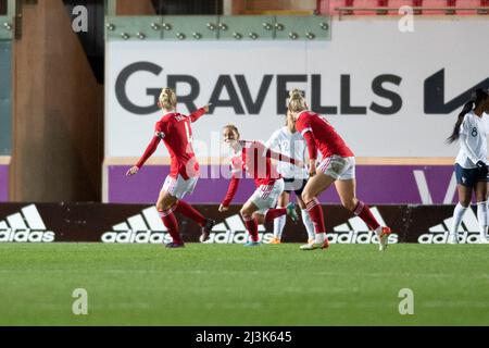 Llanelli, Regno Unito. 08th Apr 2022. Wales v France, FIFA Women’s World Cup Qualifier, Parc Y Scarlets, Llanelli, UK, 8/4/22: PIC di Andrew Dowling Photography/Alamy Live news Credit: Andrew Dowling/Alamy Live News Foto Stock
