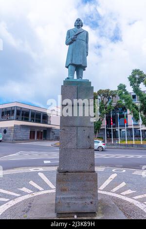 Horta, Portogallo, 29 giugno 2021: Statua del Dr. Manuel de Arriaga a Horta, Portogallo. Foto Stock