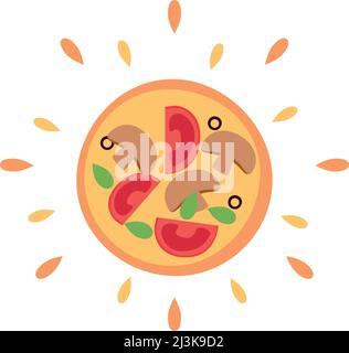 Icona astratta della pizza succosa su sfondo bianco - illustrazione vettoriale Illustrazione Vettoriale