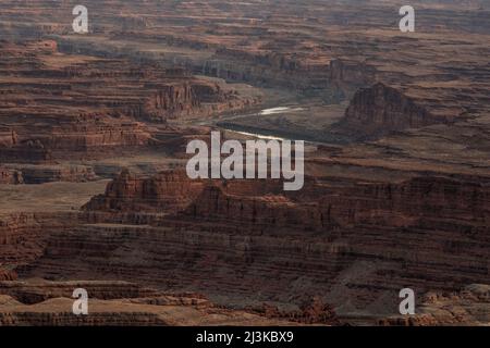 Il fiume Colorado attraversa il deserto fuori da Moab dal punto di vista del Dead Horse state Park Foto Stock