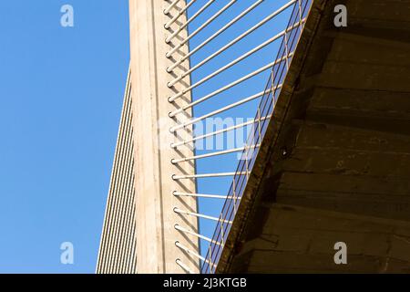 Dettagli del ponte sospeso, Ponte Centennial, che attraversa il canale di Panama vicino ad una sezione chiamata Culebra Cut; Panama Foto Stock