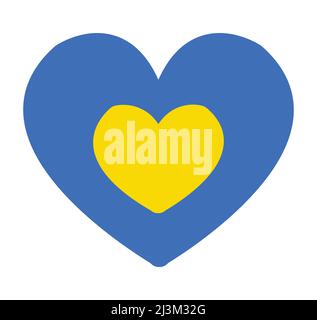 Amore elemento clipart Ucraina. Cuori vettoriali blu e giallo, colori pacifici della bandiera Ucraina Illustrazione Vettoriale