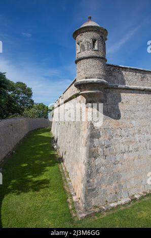 Mura esterne del Forte di San Jose el Alto, Campeche, Messico; Campeche, Stato di Campeche, Messico Foto Stock