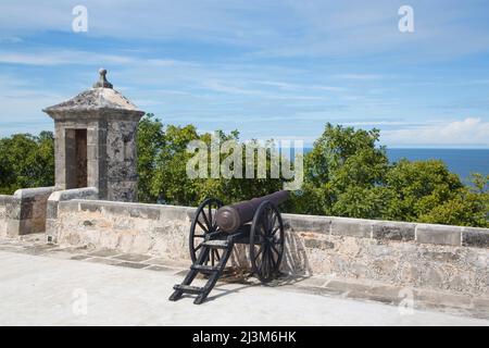 Canone a Fort of San Jose el Alto, Campeche, Messico; Campeche, Stato di Campeche, Messico Foto Stock