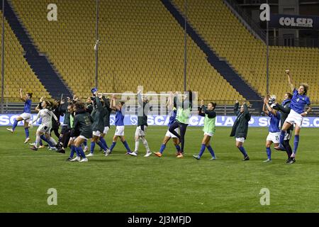 Final Joy (Italy Women) in occasione della gara di qualificazione FIFA 'Womens World Cup 2023' tra le donne italiane 3-0 Lituania Women allo Stadio Ennio Tardini il 8 aprile 2022 a Parma, Italia. Credit: Maurizio Borsari/AFLO/Alamy Live News Foto Stock
