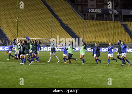 Final Joy (Italy Women) in occasione della gara di qualificazione FIFA 'Womens World Cup 2023' tra le donne italiane 3-0 Lituania Women allo Stadio Ennio Tardini il 8 aprile 2022 a Parma, Italia. Credit: Maurizio Borsari/AFLO/Alamy Live News Foto Stock