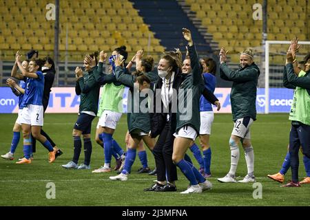 Final Joy (Italy Women) in occasione della gara di qualificazione FIFA 'Womens World Cup 2023' tra le donne italiane 3-0 Lituania Women allo Stadio Ennio Tardini il 8 aprile 2022 a Parma, Italia. Credit: Maurizio Borsari/AFLO/Alamy Live News Foto Stock