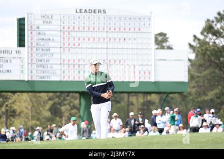 Georgia, Stati Uniti d'America. 08th Apr 2022. Japans Keita Nakajima durante il secondo round del torneo di golf Masters 2022 presso l'Augusta National Golf Club di Augusta, Georgia, Stati Uniti, il 8 aprile 2022. Credit: Koji Aoki/AFLO SPORT/Alamy Live News Credit: AFLO Co. Ltd./Alamy Live News Foto Stock