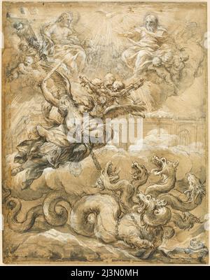 La Santissima Trinità con San Michele che conquista il Drago, 1666. Foto Stock