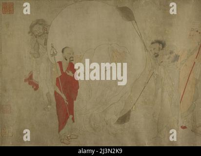 Lavaggio dell'elefante bianco, dinastia Ming (1369-1644), fine 16th secolo. Dopo Zhang Sengyao o Qian Xuan. Dettagli da un'illustrazione più grande. Foto Stock