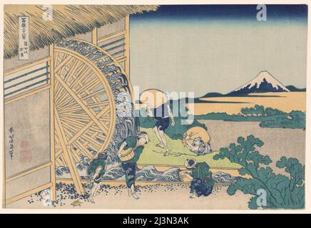 Waterwheel a Onden (Onden no suisha), dalla serie "trentasei viste del Monte Fuji (Fugaku sanjurokkei)", Giappone, c.. 1830/33. Foto Stock