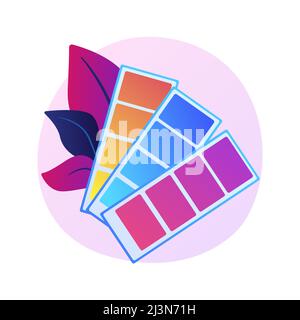 Colori campioni tavolozza. Esempi di vernice ventilatore, colori di design interno, scala dello spettro. Guida grafica clipart isolata su sfondo bianco. VEC Illustrazione Vettoriale