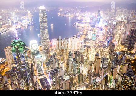 Vista notturna dell'Isola di Hong Hong Foto Stock