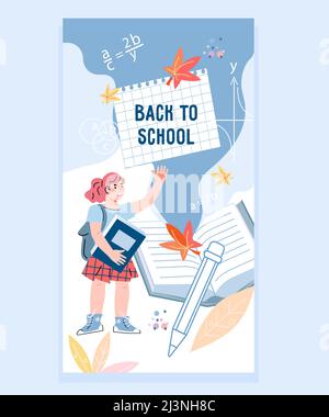 Ritorno alla scuola con bambini disegnati a mano, , vettore cartoon isolato. Illustrazione Vettoriale