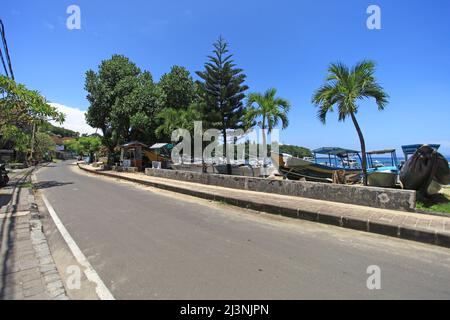 Padangbai Beach a Bali orientale, Indonesia. Foto Stock