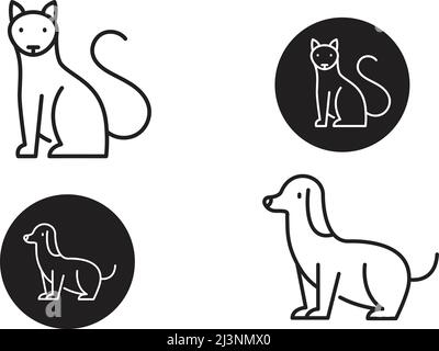 Set di icone PET Dog e Cat Illustrazione Vettoriale