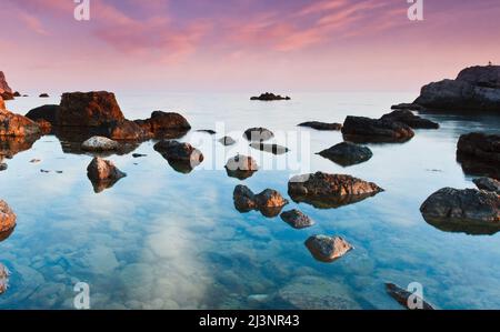 Bel tramonto sul mare Foto Stock