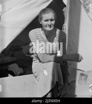 Polvere ciotola rifugiato da Chickasaw, Oklahoma. Imperial Valley, California. "Domenica nera, 1934, quella era la polvere più tremendo che abbiamo mai visto". Foto Stock