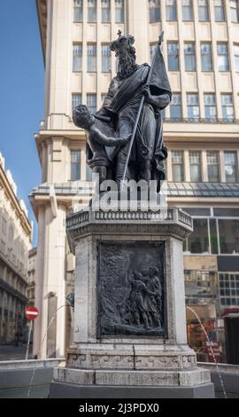 Fontana Leopold (Leopoldsbrunnen) in via Graben - creata nel 1680 e sostituita nel 1804 da figure di Johann Martin Fischer - Vienna, Austria Foto Stock