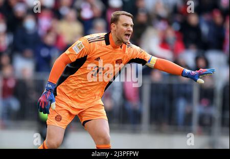 Muenchen Monaco di Baviera , Germania 9.4.2022 Manuel Neuer of Bayern Muenchen FC Bayern Muenchen Calcio Fussball Bundesliga Saison 2021 / 2022 alla Allianz Arena © diebilderwelt / Alamy Live News Foto Stock