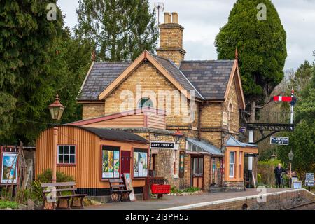 Hampton Loade, Shropshire, Regno Unito. Aprile 9th 2022. Stazione di Hampton Loade sulla ferrovia Severn Valley in Shropshire Foto Stock